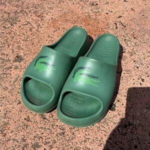 Lacoste Crocodile Logo Slide Sandals Green Rubber Men’s Size 13 EU 47 Slides